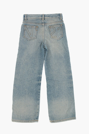 Stonewashed-Jeans mit Logoknopf