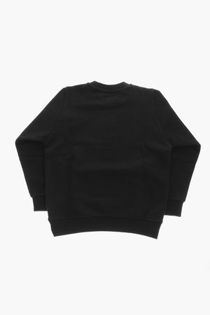 Felpa Girocollo In Cotone Garzato Con Dettaglio Logo In Strass