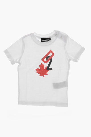 T-Shirt Girocollo in Tinta Unita con Monogram Stampato