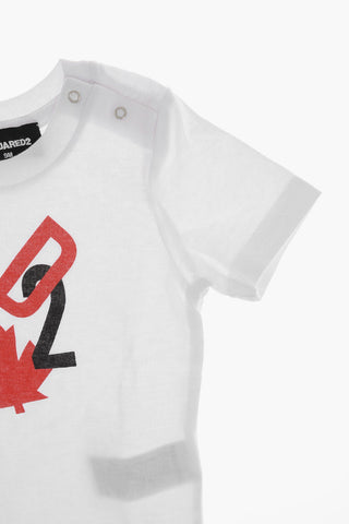 T-Shirt Girocollo in Tinta Unita con Monogram Stampato