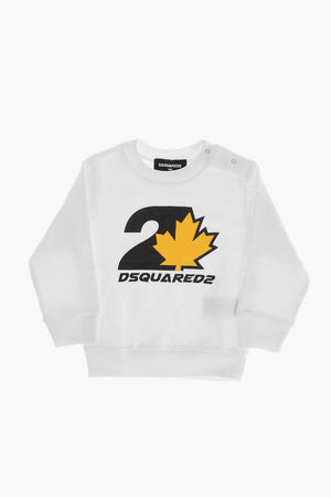 Brushed Cotton Crewneck Sweatshirt With Front Print