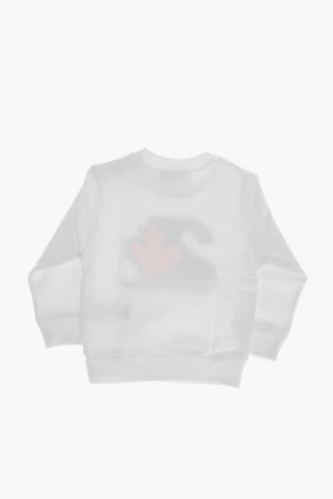 Brushed Cotton Crewneck Sweatshirt With Front Print