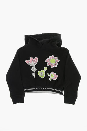 Cropped Hoodie with Sequin Logo