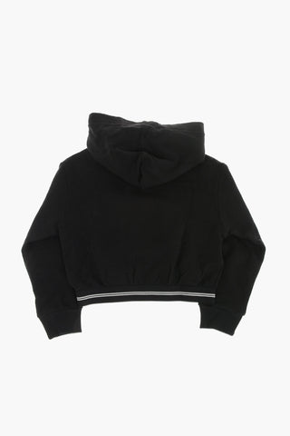 Cropped Hoodie mit Paillettenlogo