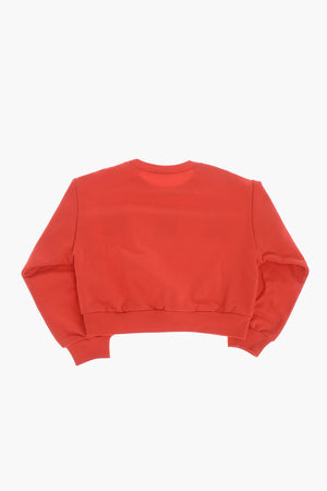 Cotton Crewneck Sweatshirt with Embroidered Maxi Front Logo