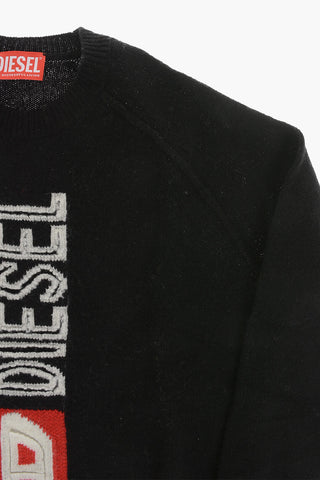 Wool Crewneck Sweater With Maxi Front Logo