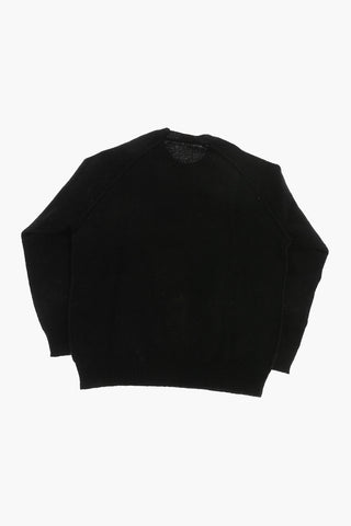 Wool Crewneck Sweater With Maxi Front Logo