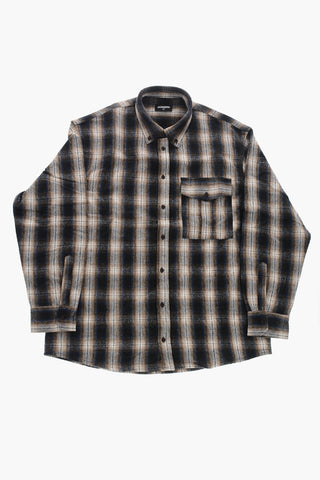 Kariertes Hemd aus Baumwollflanell mit Button-Down-Kragen