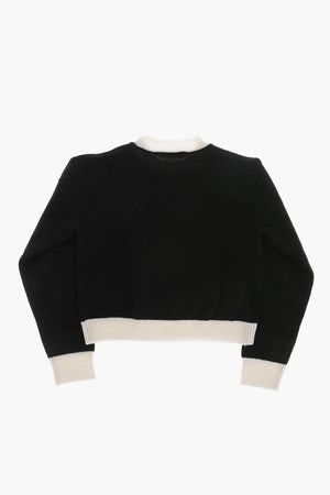 Wool and Cashmere Crewneck Sweater with Contrast Details