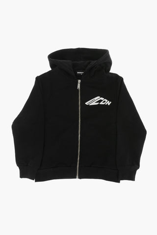ICON Einfarbiges Full-Zip-Sweatshirt aus angerauter Baumwolle