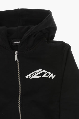 ICON Einfarbiges Full-Zip-Sweatshirt aus angerauter Baumwolle