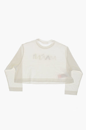 Cotton Crewneck T-Shirt with Beaded Logo