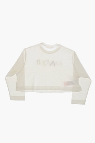 T-shirt Girocollo in Cotone con Logo in Perline