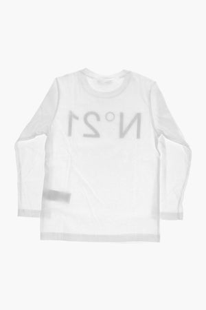 Langärmeliges Baumwoll-T-Shirt mit Rundhalsausschnitt und kontrastierendem Logo