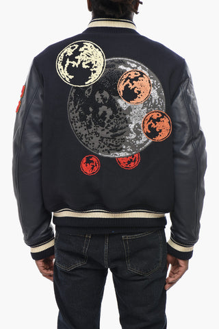 Bomberjacke MOON PHASE mit Lederärmeln und Frottee-Patches