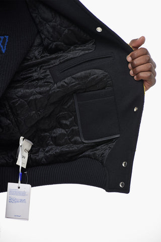 Bomberjacke MOON PHASE mit Lederärmeln und Frottee-Patches