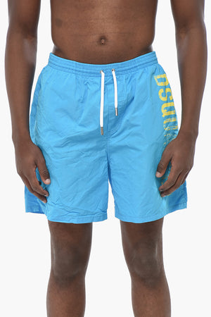Costume da Bagno Boxer in Nylon con Logo Effetto Delavè