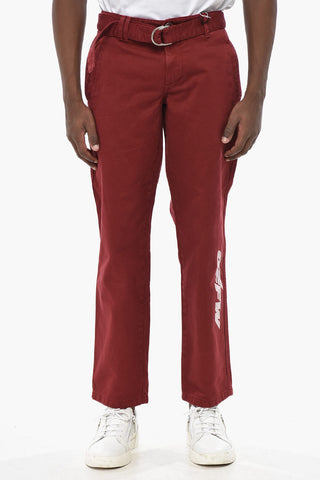 Pantaloni Chino OFFW in Cotone con Cintura in Tessuto