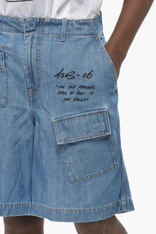 Mid-Wash Denim Cargo Shorts UTILITY