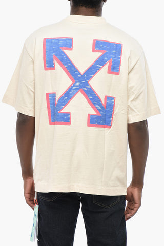 Cotton Crewneck T-Shirt SKETCH ARROW with Print