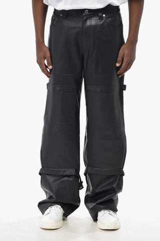 Leather Cargo Pants CARPENTER with Ankle Straps