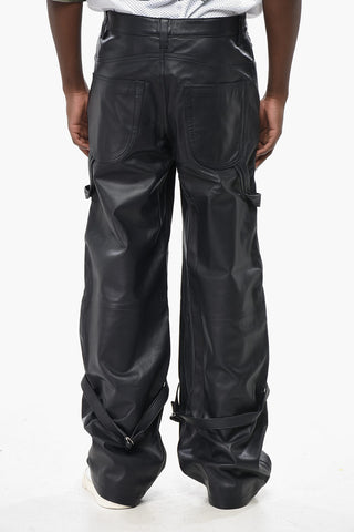 Leather Cargo Pants CARPENTER with Ankle Straps