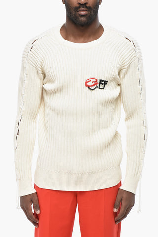 SEASONAL Gerippter Pullover LINK Mit Schnürdetail