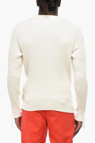 SEASONAL Gerippter Pullover LINK Mit Schnürdetail