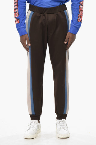 Joggers in Misto Cotone con Bande a Contrasto Laterali