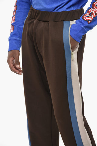 Joggers in Misto Cotone con Bande a Contrasto Laterali