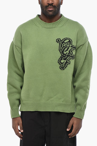 Strickpullover aus Baumwollmischung NATLOVER CHUNKY mit Jacquard-Logo