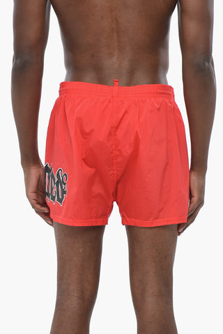Costume da Bagno Boxer in Nylon con Stampa Logo