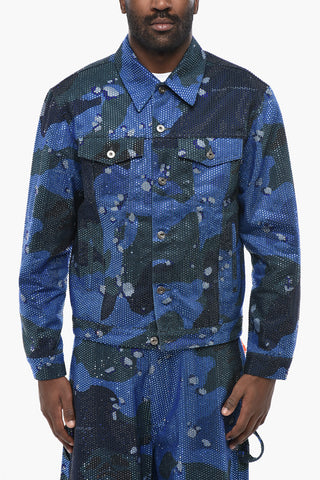EVENING Jeansjacke mit Camouflage-Muster und Allover-Kristallen