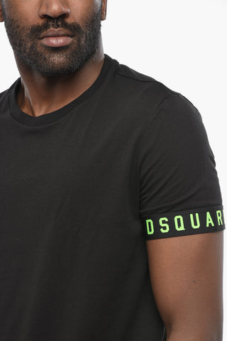 UNDERWEAR T-Shirt Girocollo in Cotone Stretch con Logo Fluo
