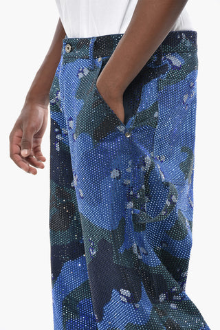 5-Pocket-Hose CRYST CAMO in Denim-Camouflage mit Allover-Kristallen
