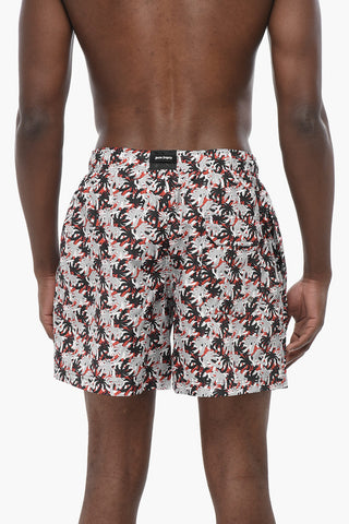Boxer Swim Trunks with All-Over Color Block Print