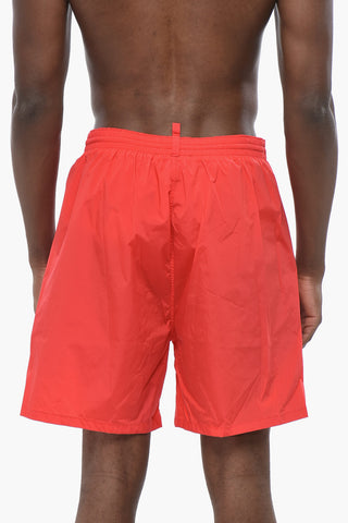 Costume da Bagno Boxer in Nylon con Elastico in Vita