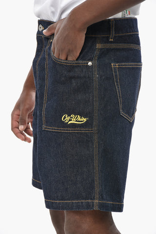 Dark Wash Denim Utility Shorts WAVE OFF