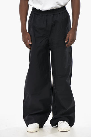 Monochrome Nylon Pants with Ankle Drawstring
