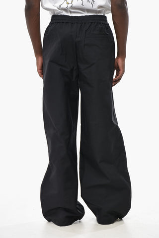 Monochrome Nylon Pants with Ankle Drawstring