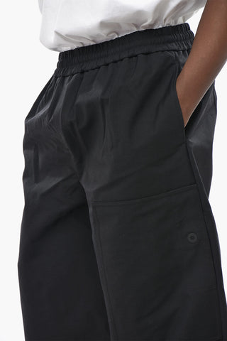 Monochrome Nylon Pants with Ankle Drawstring