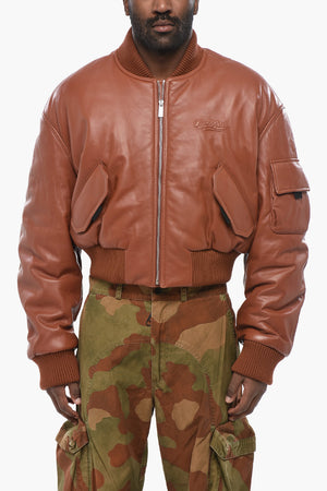 Leather Padded Bomber WAVE OFF