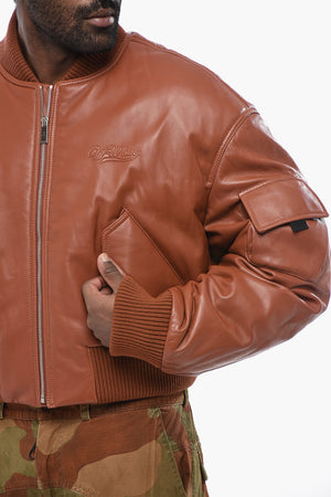 Leather Padded Bomber WAVE OFF