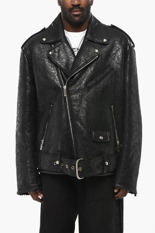 Bikerjacke CRAQ aus Shearling mit Vintage-Effekt