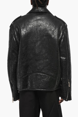 Shearling Biker Jacket CRAQ with Vintage Effect