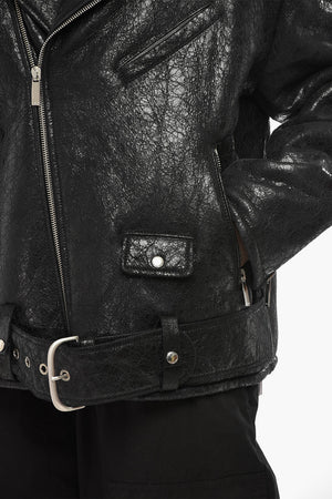 Giubbotto Biker CRAQ in Shearling Effetto Vintage