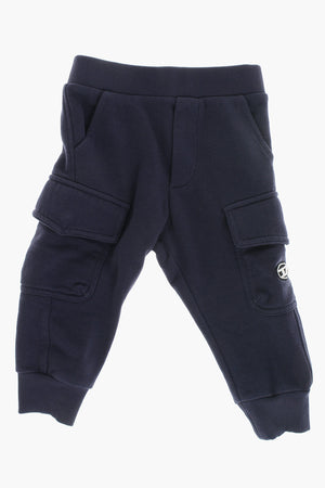 Joggers Cargo in Cotone Garzato a Tinta Unita