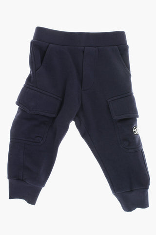 Joggers Cargo in Cotone Garzato a Tinta Unita