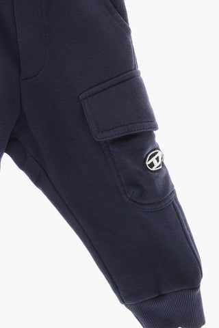 Joggers Cargo in Cotone Garzato a Tinta Unita