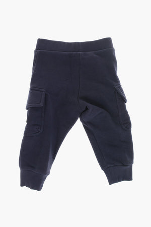 Joggers Cargo in Cotone Garzato a Tinta Unita